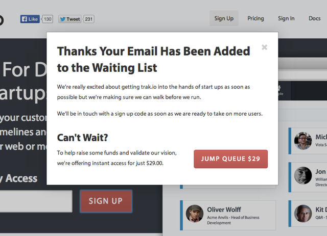 Growth Hacking Pre-Launch startup Up-sell